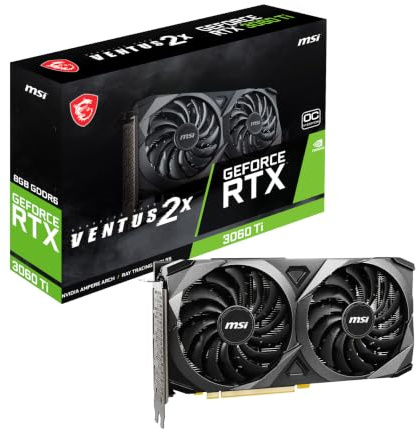 GIGABYTE MSI Gaming GeForce RTX 3060 Ti LHR 8GB GDRR6 256-bit HDMI/DP Nvlink Torx, 3 Ampere Architettura OC Scheda grafica (RTX 3060 Ti Ventus 2X 8G OCV1 LHR)