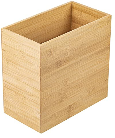 Vencier Bamboo Waste Paper Bin | Slimline Under Desk Office Paper Recycling Basket | Eco-Friendly Wooden Rubbish Trash Can