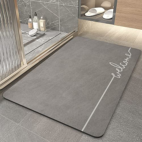 ZUOMIDIE Super Absorbierende Bodenmatte,40x60cm Schmutzabweisend, Für Bad,Memory-Badematten,Duschmatte rutschfest,Mikrofaser (Grau)