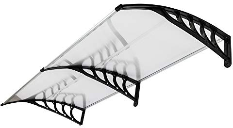 Outvita Window Awning Door Canopy 77x35.4, Polycarbonate Cover Front Door Outdoor Patio Awning Canopy UV Rain Snow Sunlight Protection Hollow Sheet, Clear Board & Black Bracket