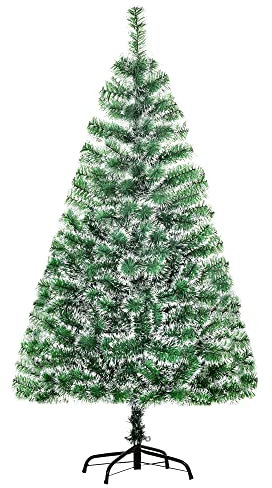 HOMCOM Árbol de Navidad Artificial 150 cm con 416 Ramas Hojas de Pet y Soporte de Metal Decoración Navideña para Interior Salón Fiestas Ø75x150 cm Verde
