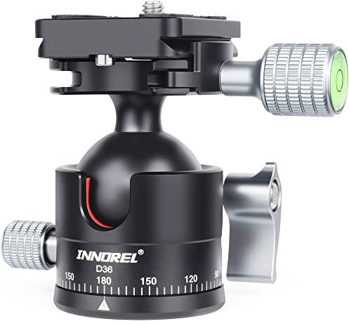 INNOREL C36 Tête de Bille de trépied de Profil Bas Universal 360 Panoramic Ballhead en métal pour caméra Reflex tripode monopod caméra coulissante avec Arca Swiss Plate avec vis de 1/4 à 3/8