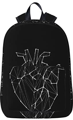 NYHGOXM Rucksack mit Herz-Aufdruck, wasserabweisend, Laptop-Rucksack, Schulanfang und Universität, Schwarz , One size
