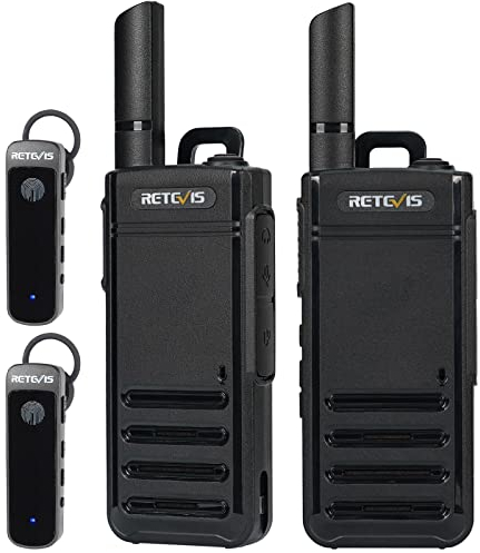 Retevis RB639P Walkie Talkie, PMR446 Funkgerät mit Headset, Typ-C, Drahtlose Kopfhörer, Tragbares VOX Walkie Talkies für Camping, Autoreisen (Schwarz, 2 Stück)