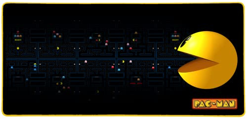 Konix Pac-Man Gaming Gaming Mauspad XXL 90 x 46 cm - rutschfeste Gummibasis - Schwarz und Gelb