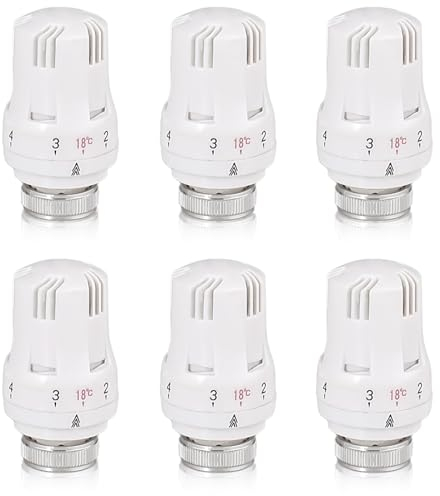 6 Stück Thermostatkopf Heizkörperventil, M30 X 1,5 Kühlerventilköpfe, Heizkörper Thermostatkopf, Heizkörperthermostat mit Nullstellung, Heizungsthermostat, Heizungsregler für Büro Zuhause (A)