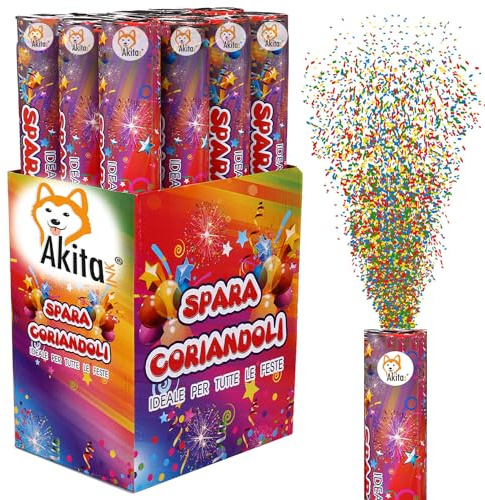 Akitaink - 12 Cannoni Tubo Spara Coriandoli colorati 60 CM ad Aria Compressa: Effetto Magico per Feste, Matrimoni Occasioni Speciali per Festeggiare una Laurea, Baby Shower, Compleanno