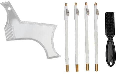 Beard Shaper, Professional Beard Shaping Tools with 4pcs Barber Pencil, Beard Template Guide and Beard Brush, Beard Shape Up Tool for Line Up & Edging, Gifts for Dad, Husband