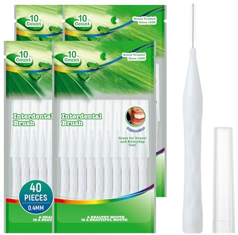 Annauiy 40 Pezzi Scovolini Interdentali,0,4 MM,Pulizia Interdentale, Rimozione Placca Interdentale per Spazi Stretti