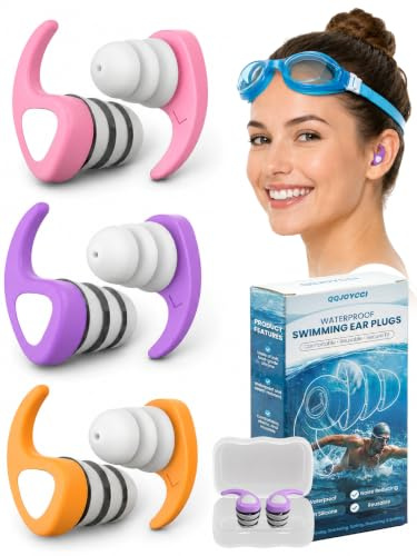 Tapones Oidos Natación Adulto, 3 Pares Tapones Oidos de Silicona Reutilizables Impermeable para Nadar, Ducharse, Surfear y Otros Deportes Acuáticos