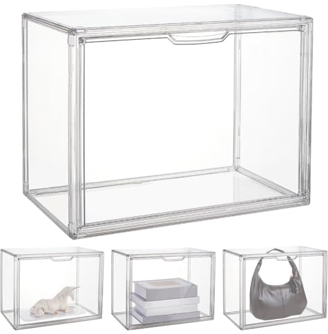 nbeads Klare Vitrine Acrylbox, Ganze Szene Riser Display-Ständer Mit Tür Kunststoff Arbeitsplatte Figur Ständer Regale Für Sammler Figuren Modelle Home Storage, 36x22x27cm