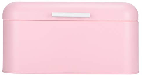 plplaaoo Bread Box,Pink Large Capacity Bread Container,12x7.9x5.9inch Compact Iron Bread Storage Containers,Retro Countertop Storage Case with Airtight Lid for Home Kitchen