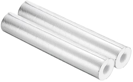 PATIKIL 1-5/16(34mm) ID 2-15/16(74mm) OD Pipe Insulation Foam Tube, 2Pcs 1.3Ft Self Adhesive Pre Slit Pipe Insulation Tube Cover Wrapping with Aluminum Foil for Winter Irrigation, White