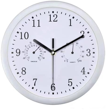 Generisch 10 Zoll Gartenuhr Wetterfest Outdoor | Außenuhren Wetterfest Mit Thermometer Und Hygrometer | Badezimmer Uhren Funk Wasserdicht, Geräuschlos Dekorativ Für Terrasse, Balkon, Garten, Esszimme