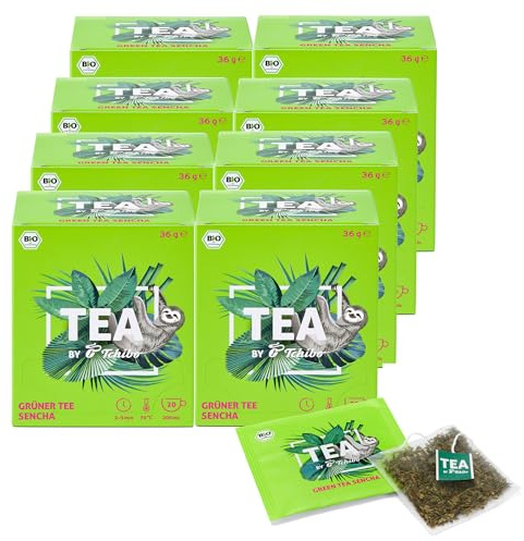 Tchibo Tee „TEA by Tchibo“ Bio Grüner Tee Sencha, Intensiv-frischer Sencha, Vorratspack, Maxipack, Teebox, 160 Stück - 8x 20 Teebeutel, Bio-Siegel, Natürliche Zutaten, Nachhaltiger Anbau