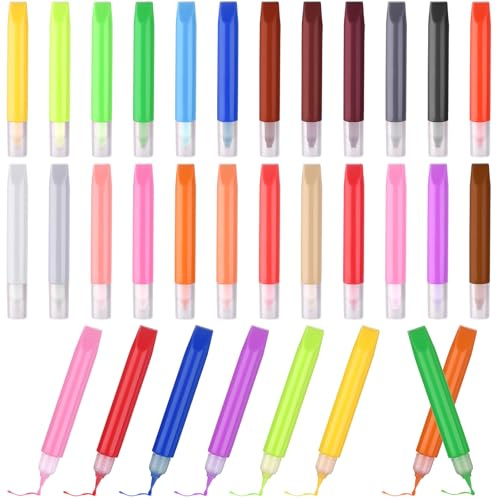 HAOWANWW 24Pcs Suncatcher Paint Pens 10mL Premium Extra Fine Point Acrylic Paint Marker Pens DIY Stained Glass Window Art Paint Pen Stained Glass Paint Suncatcher Paint