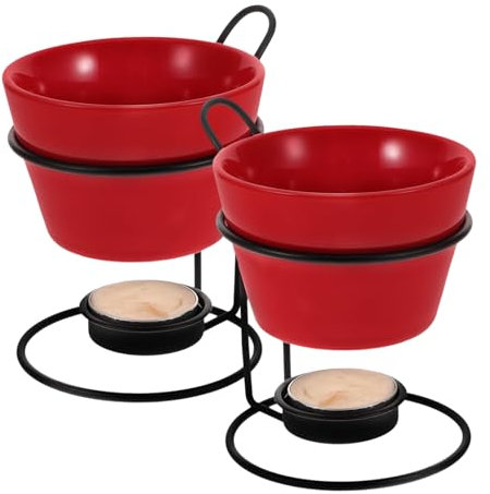 LALADEFIEE 2sätze Teiliges Keramischer Fondue-topf Für Schokolade Und Käse Für Gemütliche Abende Mit Praktischer Halterung Für Kerzen Leicht Und Langlebig Perfektes Zubehör Für