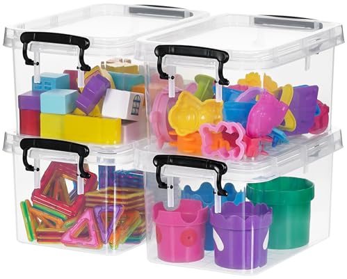 Citylife 4er-Set 4L Aufbewahrungsbox mit Deckel Klein, Stapelbar Transparente Griff Clips Kleinteile Kiste Elastisch, Robust Plastik Boxen für Bastelsachen gekauft, 26 x 16 x 12cm