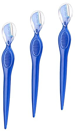 3 Stück Damen aus Augenbrauenrasierer Edelstahl | Blau, Leicht und Rutschfest, Präzise Kontrolle, Praktisch Reisen, Einfach zu Reinigen