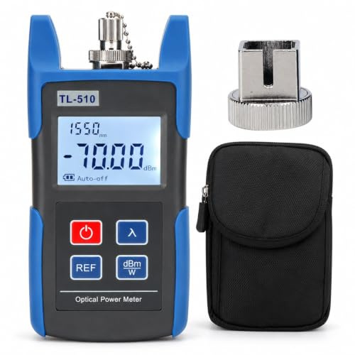 Optical Power Meter,-70 to +10dbm Fiber Optic Power Messor, 850-1550nm Fiberglass Sorting Fiber Cable Tester with Calibration 6 Wavelengths for Fiber Optic Test