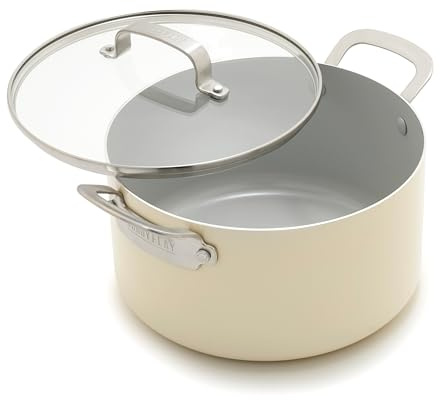 GreenPan x Bobby Flay 6QT Stockpot with Glass Lid, PFAS-Free Diamond Ceramic Nonstick Pot, Induction Suitable, Easy Clean Dishwasher & Oven Safe, Quick Heating, Pasta, Soups, Cream