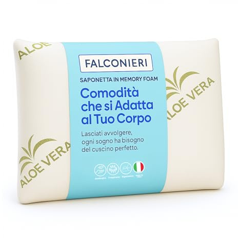 Cuscino per Cervicale Ergonomico per Dormire in Memory Foam HD Guanciale Classico Alto 11cm Antirussamento Efficace Supporto per Collo Spalle e Schiena con Federa Antiacaro Lavabile in Lavatrice (1pz)