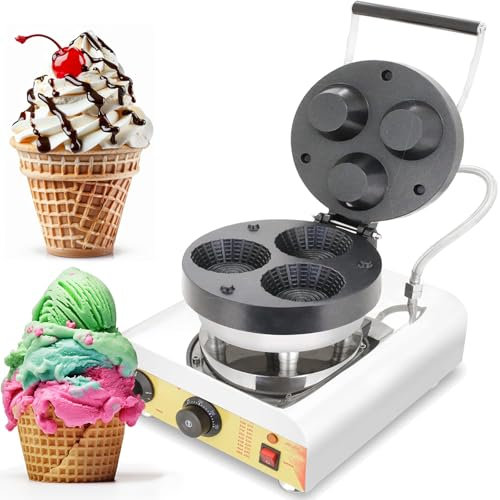 Commercial Waffle Maker - 1600W Electric Crispy Egg Roll & Waffle Cone Machine with Adjustable Temperature, Non-Stick for Kitchen