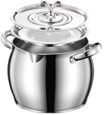 KiBcsLic 3 L Fettbehälter mit Sieb-Set, Edelstahl-Speckfettbehälter, Öl-Sieb-Topf, Fettfilter-Ölbehälter, Küchen-Speiseöl-Vorratsbehälter, Speckfett zum Kochen, Braten und Sieben von Öl