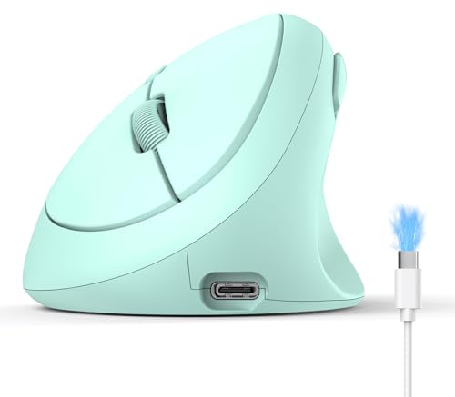 TECKNET Ergonomische Maus Bluetooth Wiederaufladbar | 3 Gerät (BT 5.0/3.0 + 2.4G), 6 Tasten/4800 DPI, Leise Vertikale Funkmaus für Laptop, Computer, iPad, Mac, Windows