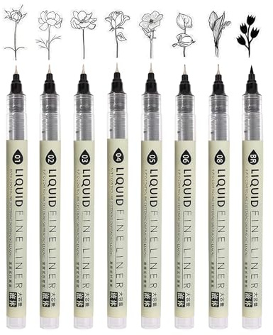 Cosyhav Fineliner Pens Set of 8, Fine Liner Pens Black for Drawing, Sketching, Illustration and Journaling, Professional Waterproof Micro Line Art Pens in Various Sizes for Artists and Students