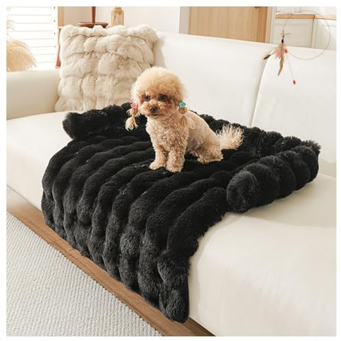 Generisch Betten Hund Sofa, Luxuriöses Kuscheliges Sofa-Bett, Flauschige Hundematte & Decke für Sofa für Hunde Katzen mit Anti-Rutsch-Boden (Schwarz, 75 * 75cm)