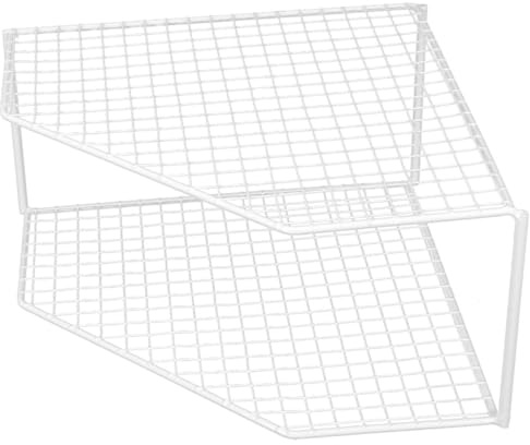 VOSAREA Scaffale Angolare Per Pentole Da Cucina, Organizer Multifunzione in Ferro Verniciato, Doppio Ripiano Antiruggine Griglia Per Scolare, Salvaspazio Per Angoli Di Cucine Domestiche e Bagno