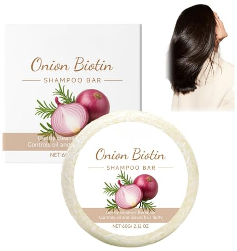 60g Onion Shampoo Bar,Zwiebel Rosemarin Shampoo Bar,Tiefenreinigung und Hydratisierung Onion Rosemary Haarseife für Glänzendes, Gesundes Haar,Sanfte, Tragbare Haarseife für Alle Haartypen