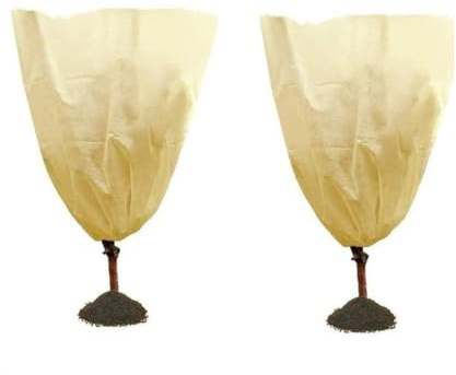 FACAIIO Housse pour plantes d'hiver, cordon de serrage contre le gel pour sacs de protection avec tissu Oxford respirant pour arbres, buissons et plantes en pot, beige ou vert