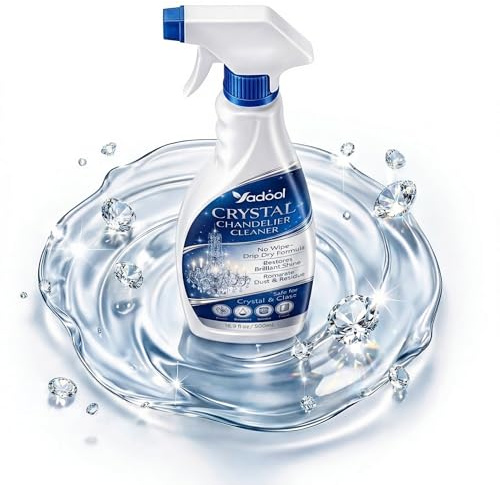 Yadool Chandelier Cleaner Spray for Crystal Chandeliers, Drip Dry No Wipe Formula, Removes Dust Grime Film, Restores Sparkle & Clarity, Easy No Scrub Cleaning Solution