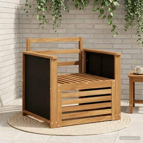 Cartvyn Gartenmöbel-Set Outdoor Mittelsofa Natur aus massivem Akazienholz wetterfestes Lounge-Sofa mit Armlehnen und modularer Sitzgruppe für Terrasse Balkon und Garten