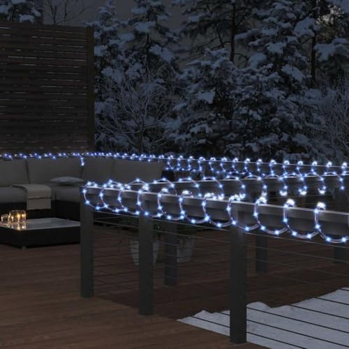 LoogCape Lichtschlauch 50 m mit 1200 kaltweißen LEDs IP44 wetterfeste Dekorationsbeleuchtung für Weihnachten, Partys, Hochzeiten und Feiertage für Innen und Außen, mit Stecker und Timer