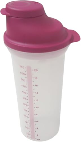 Tupperware Original Mix-Fix Shaker 680 ml XL transparent rosa – proteinskakare med slagskiva, sil och drickförslutning – mixbägare för vass, diet, fitness & dressing