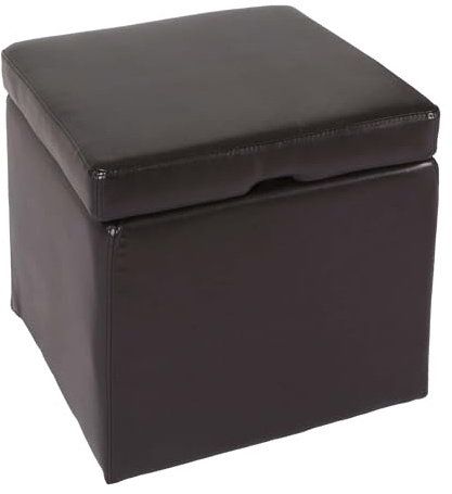 Mendler Hocker Onex mit Deckel, Leder + Kunstleder, 45x44x44cm - braun | Sitzwürfel, Sitzhocker, Aufbewahrungsbox, MVG
