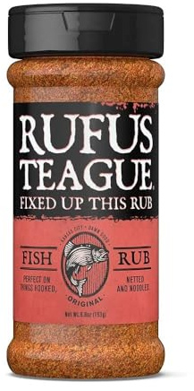 Rufus Teague Fish Rub 193g – Rub BBQ con hierbas y limón para pescado y mariscos – Sabor ligeramente ahumado – Ideal para sartén, grill o ahumador – Regalo para fanáticos del BBQ