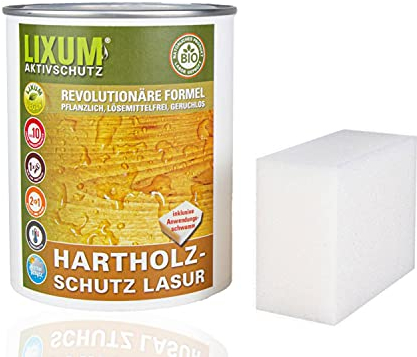 LIXUM BIRKEN HARTHOLZSCHUTZ BIO LASUR (schwarzbraun) 500ml = 15m²- natürlicher Langzeitschutz für Holz, hält bis zu 10 Jahren, nur 1 Anstrich nötig. Mit integriertem UV-Schutz und ohne Weichmacher.