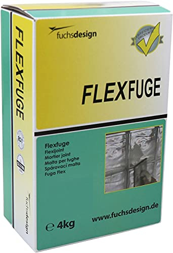 Fuchs Design Flex Fuge Zementgrau - Geeignet für die Verfugung von Glasbausteinen im Innen- und Außenbereich - 4 KG Fugenmörtel