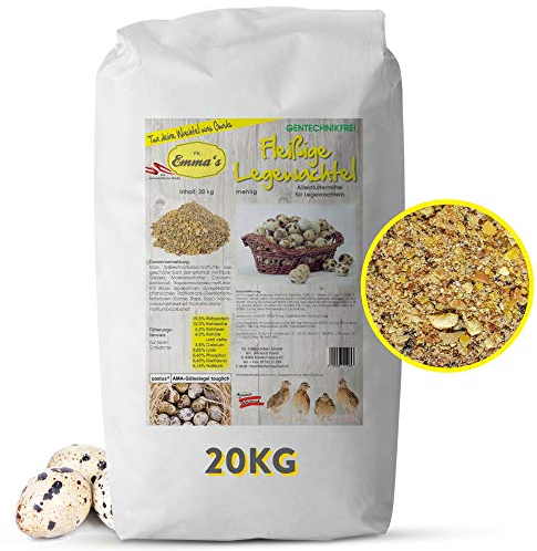 Emmas Wachtelfutter 20kg - Die fleißige Legewachtel | Alleinfuttermittel für Legewachteln | mehlige Form | ohne Gentechnik | hergestellt in Österreich | ausgewogene Körnermischung für Legewachteln