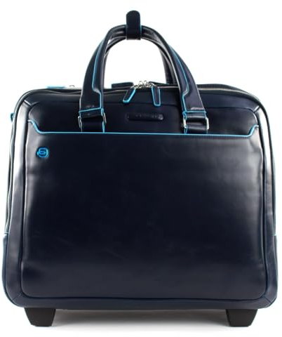 Piquadro Pilotina 2 comparti 2 ruote in Pelle, Unisex-Erwachsene Gepäck- Kuriertasche, Blu Notte, Talla única - BV5014B2/BLU2