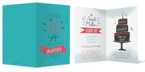 Individuelle 70. Geburtstag Einladungskarten Klappkarte DIN A6 (148x105mm) - Nur noch Erwachsen werden