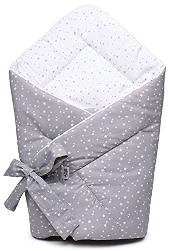 PaLulli Baby Einschlagdecke, Schlafsack, Wickeldecke für Neugeborene und Kleinkinder, Baumwolle 0-12 Monate, super weich, 75 x 75 cm (Stars Tiny)