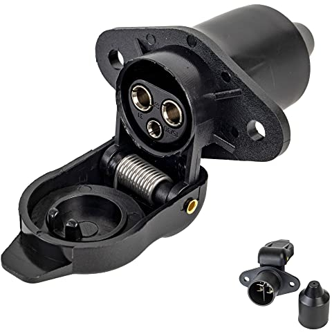 3 polige Steckdose, 1 Stück, 2-Loch Montageplatte, Hartplastik-Gehäuse, 3 pol Steckdose nach DIN 9680 genormt, mit Dichtring, Steckanschluss für 12 V Systeme, 3 pin Socket Landmaschine, Baumaschine