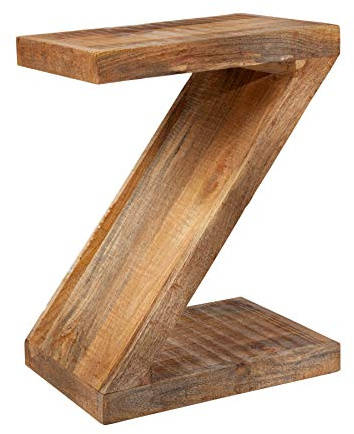 Riess Ambiente Massiver Beistelltisch Z 45cm Mangoholz Z-Form in Handarbeit gefertigt Massivholztisch Tisch