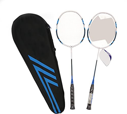 Kuuleyn Badmintonschläger Set, 2 Spieler Kohlefaser Badmintonschläger Set Leichte Schläger Outdoor Langlebiges Sporttraining Spiel für Erwachsene Jugendliche