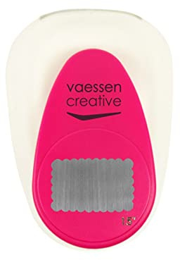 Vaessen Creative Craft Paper Punch - Scalloped Rectangle - 2,1 x 3,4 cm - Circle Cutter for Crafting and Card Making, White/Pink